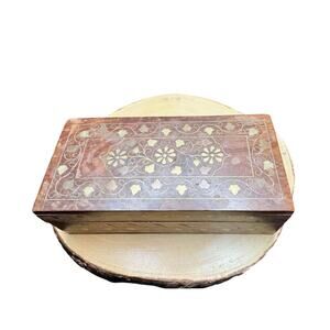 Vintage 1950’s India Keepsake Decorative Rosewood Jewelry Trinket Box